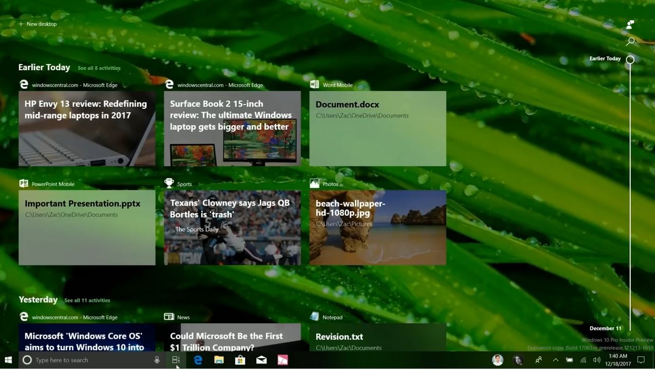 Windows 10 RS4預(yù)覽版17063時(shí)間軸亮相，接近正式版