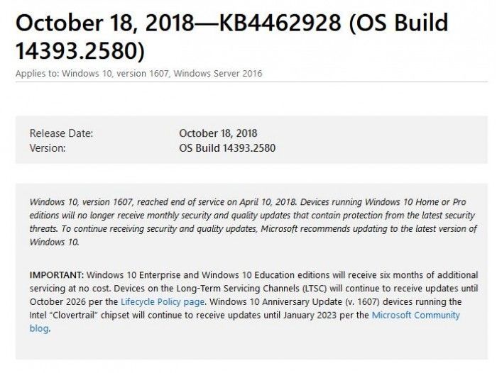 三大Win10功能更新獲累積更新，修復大量BUG