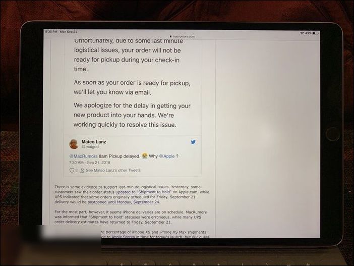 部分2017款iPad Pro屏幕出問題，Home鍵上方有亮點